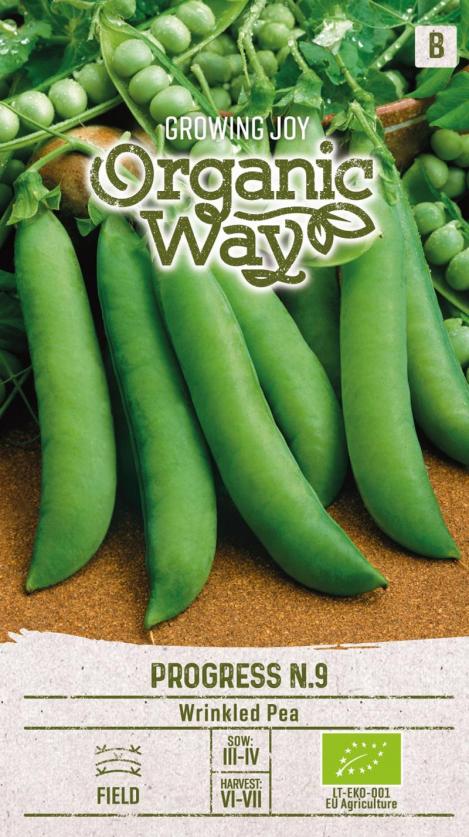 Packet - PEA PROGRESS NO 9, organic seeds, heirloom